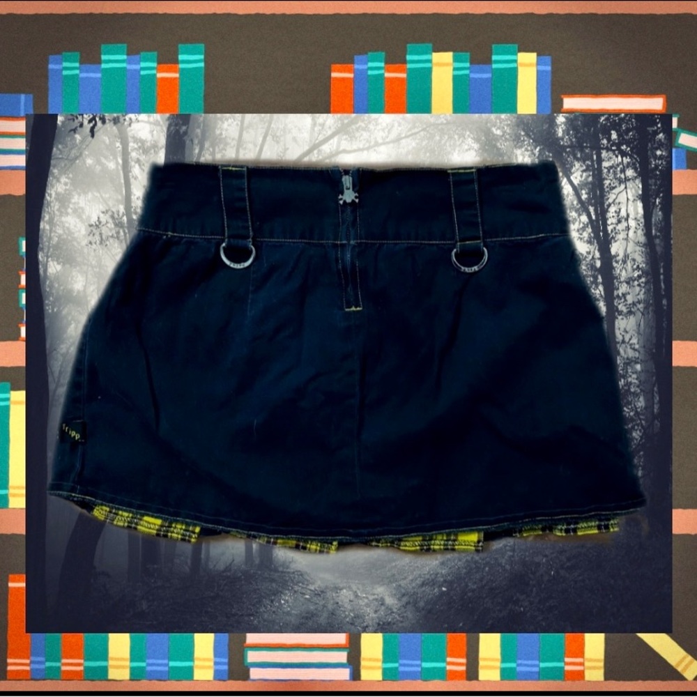 Tripp Nyc Plaid Yellow Mini Zipper Skirt - Picture 6 of 7